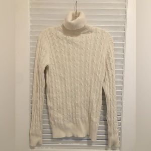 St. John’s Bay cable knit turtleneck sweater cream M fisherman cottage